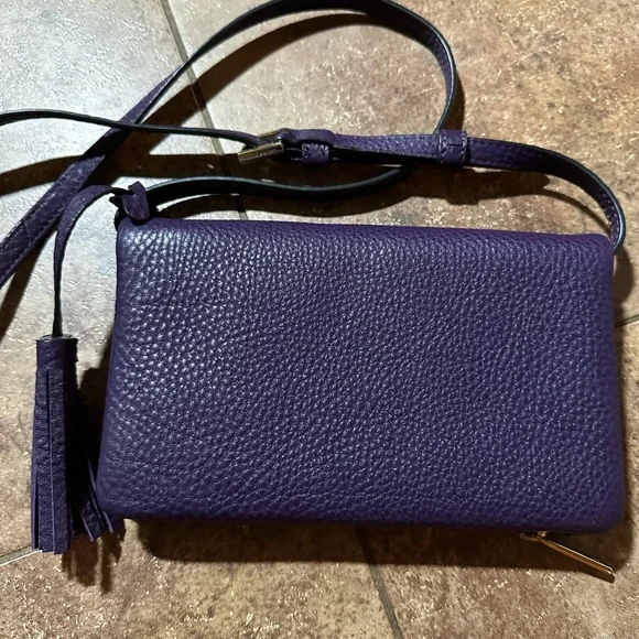Tory Burch purple leather crossbody tassel magnetic closure zipper Bags